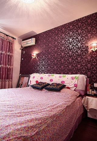 浪漫精美紫色现代风卧室背景墙效果图