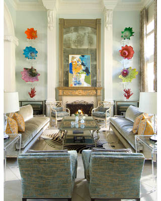 优雅精致美式风客厅沙发背景墙设计效果图