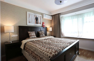 复古美式装修风格卧室靠背床装饰图