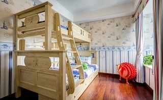 清爽活力美式风格儿童房双层床设计