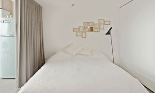 雪白纯净简约北欧风格卧室窗帘隔断设计