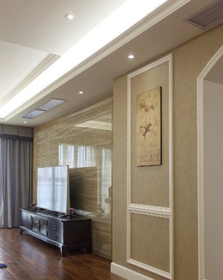 素雅简朴美式客厅大理石电视背景墙设计图