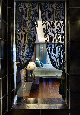 黑色浪漫东南亚设计卧室窗帘效果图