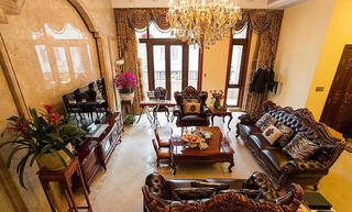 豪华复古欧式风别墅客厅实木家装设计