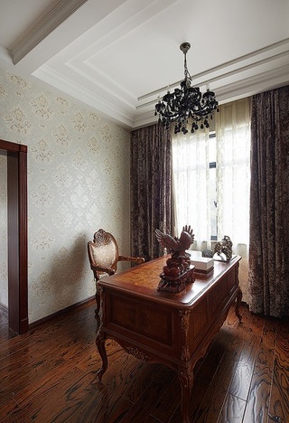 欧式古典风格书房书桌椅装饰