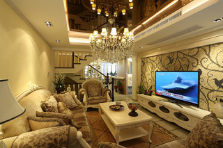 奢华优雅欧式客厅背景墙布置装饰
