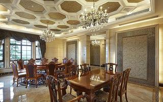 奢华高端古典欧式 餐厅蜂巢吊顶设计