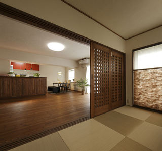 宜家日式和风卧室推拉门装饰效果图