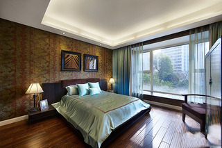 奢华复古东南亚设计卧室背景墙装饰
