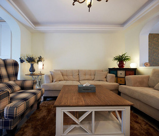 清新复古地中海家居客厅沙发效果图