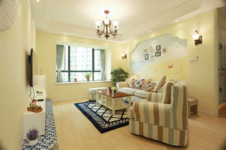 清新浪漫地中海设计客厅沙发背景墙效果图