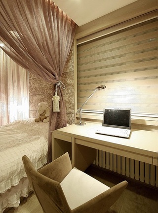 欧式现代设计卧室办公区域纱帘隔断装饰