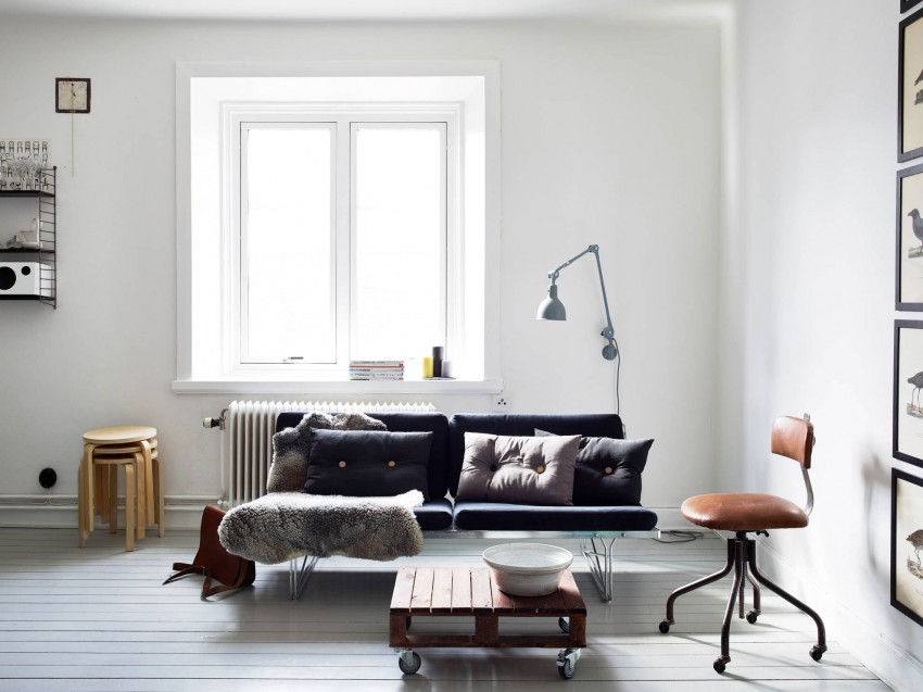 时尚个性黑白北欧风格一居室公寓效果图