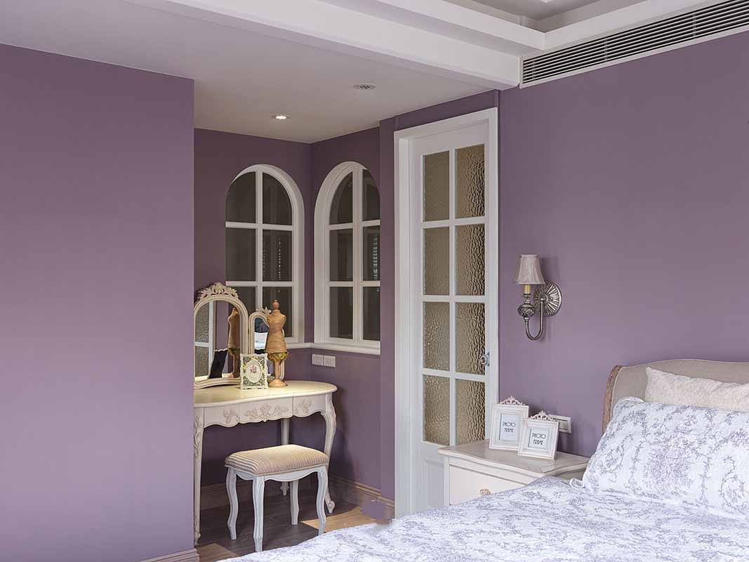 紫色唯美田园卧室梳妆台设计