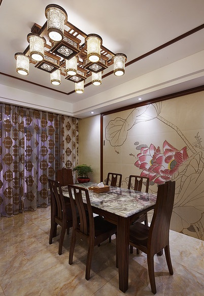 餐厅,背景墙,吊顶,窗帘,其它,中式,白色,米色,红色,绿色,咖啡色