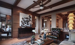 精致浪漫实木东南亚客厅背景墙装饰效果图
