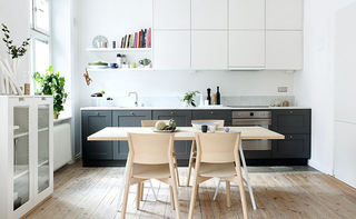 清新自然北欧风格餐厨房一体设计装修图
