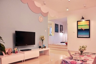 甜美粉系宜家风格客厅电视背景墙效果图
