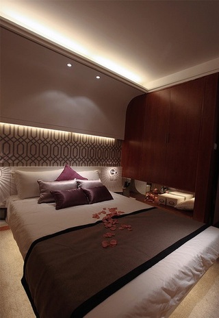 时尚现代风混搭卧室背景墙设计效果图