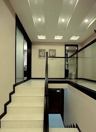 时尚黑白现代中式混搭楼梯过道设计