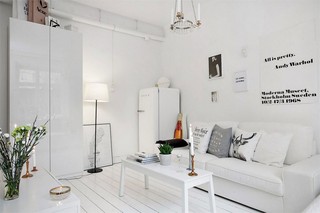简洁北欧风格客厅白色沙发装饰效果图