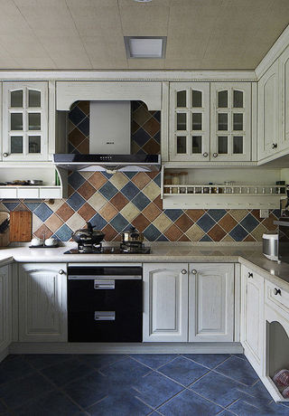 深蓝色地中海风格家居厨房装修图片