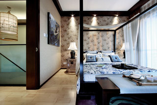 儒雅新中式风格复式卧室装修效果图