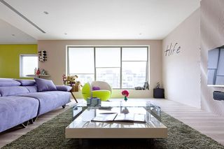 浪漫简约现代客厅紫色沙发装修图片