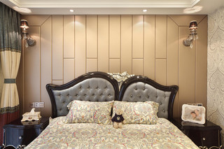 温馨现代欧式卧室床头背景墙软包装饰图