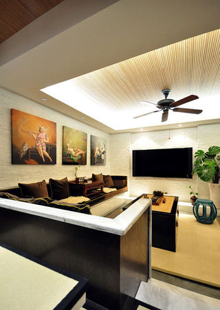 时尚现代新中式混搭客厅吊顶装饰效果图
