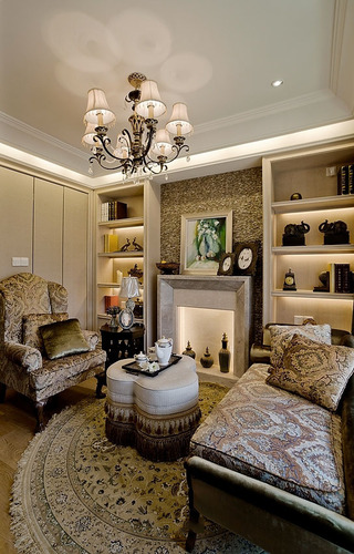 奢华金棕色复古美式装修休闲区设计大全