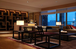 现代新中式混搭客厅明清座椅效果图欣赏
