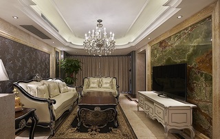 唯美低奢新古典欧式风格客厅家具装饰图