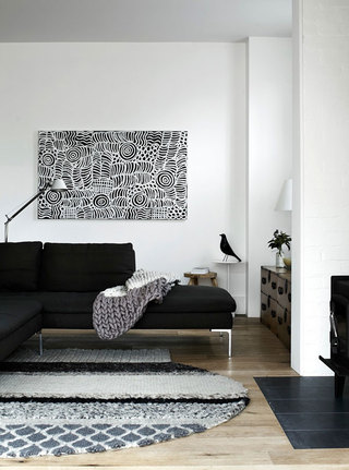 时尚黑白北欧风格客厅沙发照片墙设计