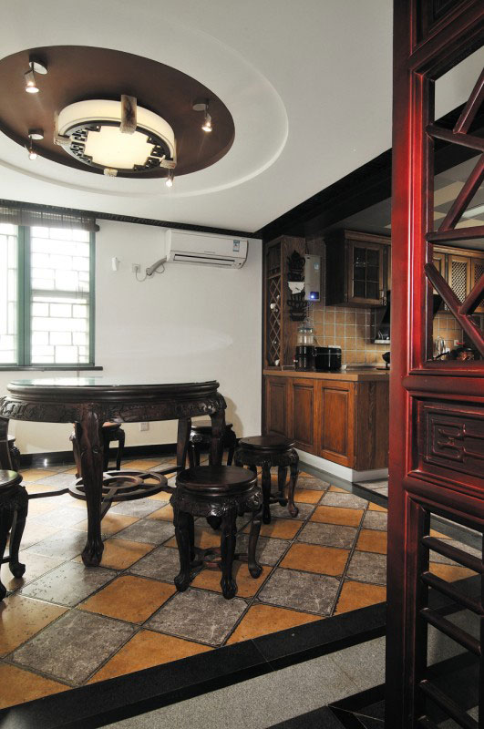 餐厅,吊顶,中式,现代,白色,咖啡色