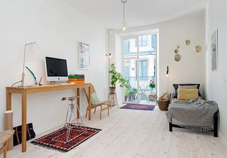 明亮清新北欧风格单身公寓卧室效果图
