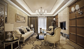 精美素雅低奢欧式三居客厅装修设计图