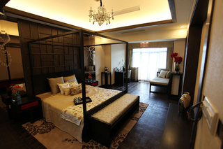 儒雅新中式风格卧室四柱架子床装饰图