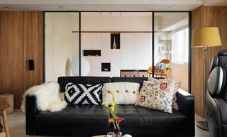 简约宜家北欧风格客厅黑色沙发效果图