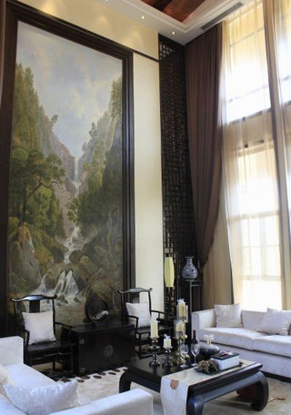 儒雅书香气息古典中式小别墅客厅装修案例