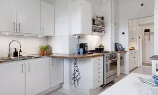 明亮纯白简约北欧风小厨房设计