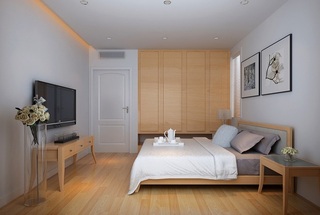 淡雅简洁日式风格卧室实木地板装修案例图