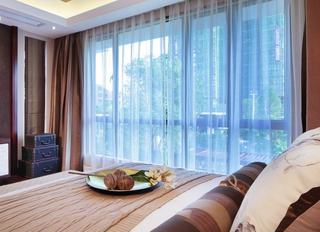 简约浪漫东南亚设计卧室窗帘效果图