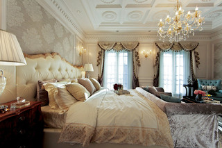 高贵典雅欧式卧室水晶吊灯装饰效果图