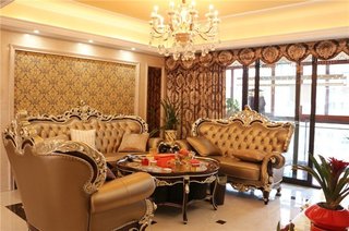 奢华金棕色欧式新古典客厅软装饰大全