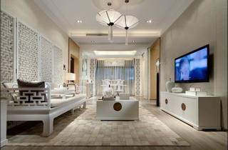奢华纯白中式新古典客厅设计装潢大全