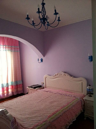 浪漫香芋紫欧式田园卧室墙面效果图