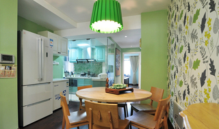 绿色清新简欧餐厅设计装修图