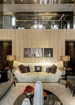 时尚精美中式别墅客厅沙发背景墙设计