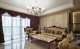 欧式古典奢华客厅窗帘装饰效果图